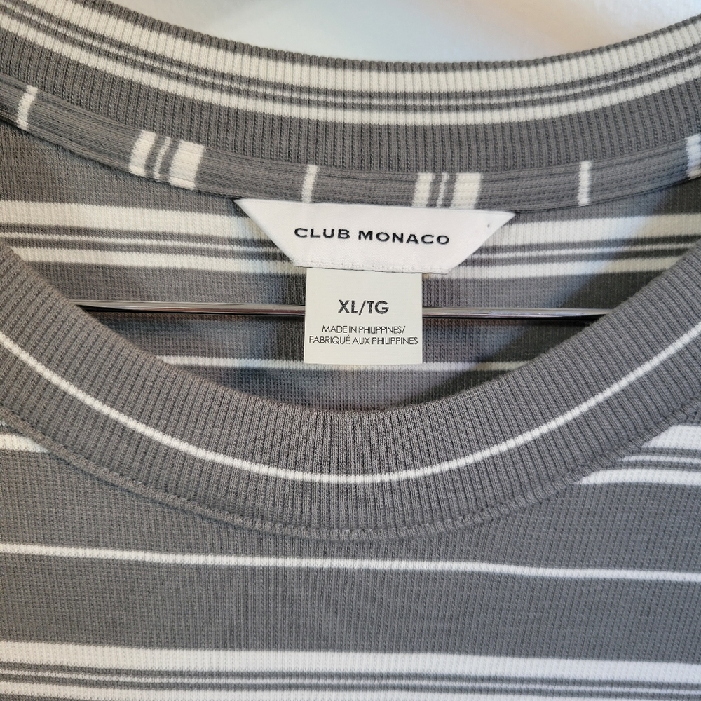 Club Monaco Gray Striped Short Sleeve Rib Knit Midi Dress Size XL - Picture 5 of 6
